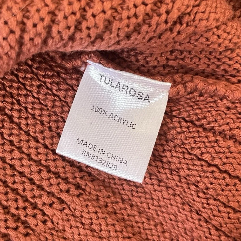 Tularosa Ribbed Knit S Sweater Rust Orange Flare Sleeve 70s Inspired